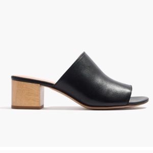 Madewell Devon Black Leather Peep Toe Mule